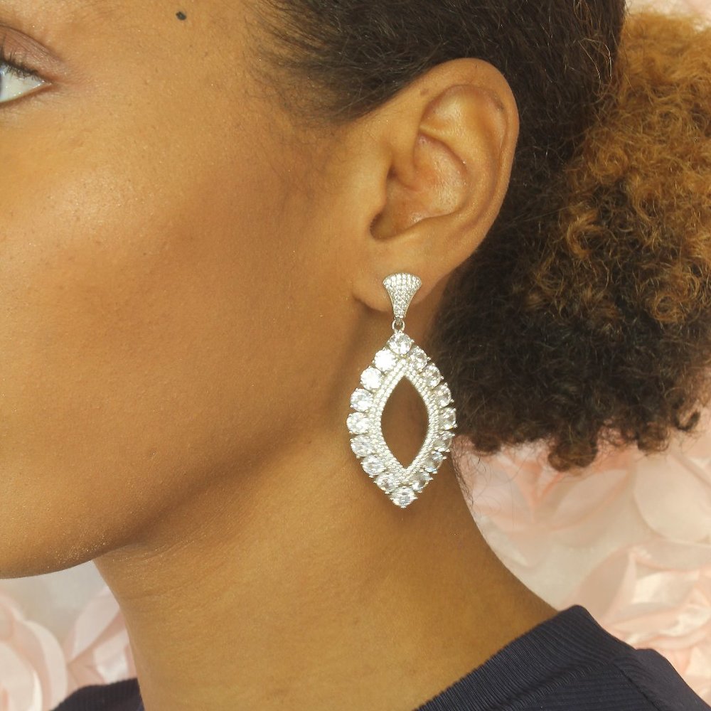 New Sterling Silver, Brilliant Cubic Zirconia Tear Drop Earrings